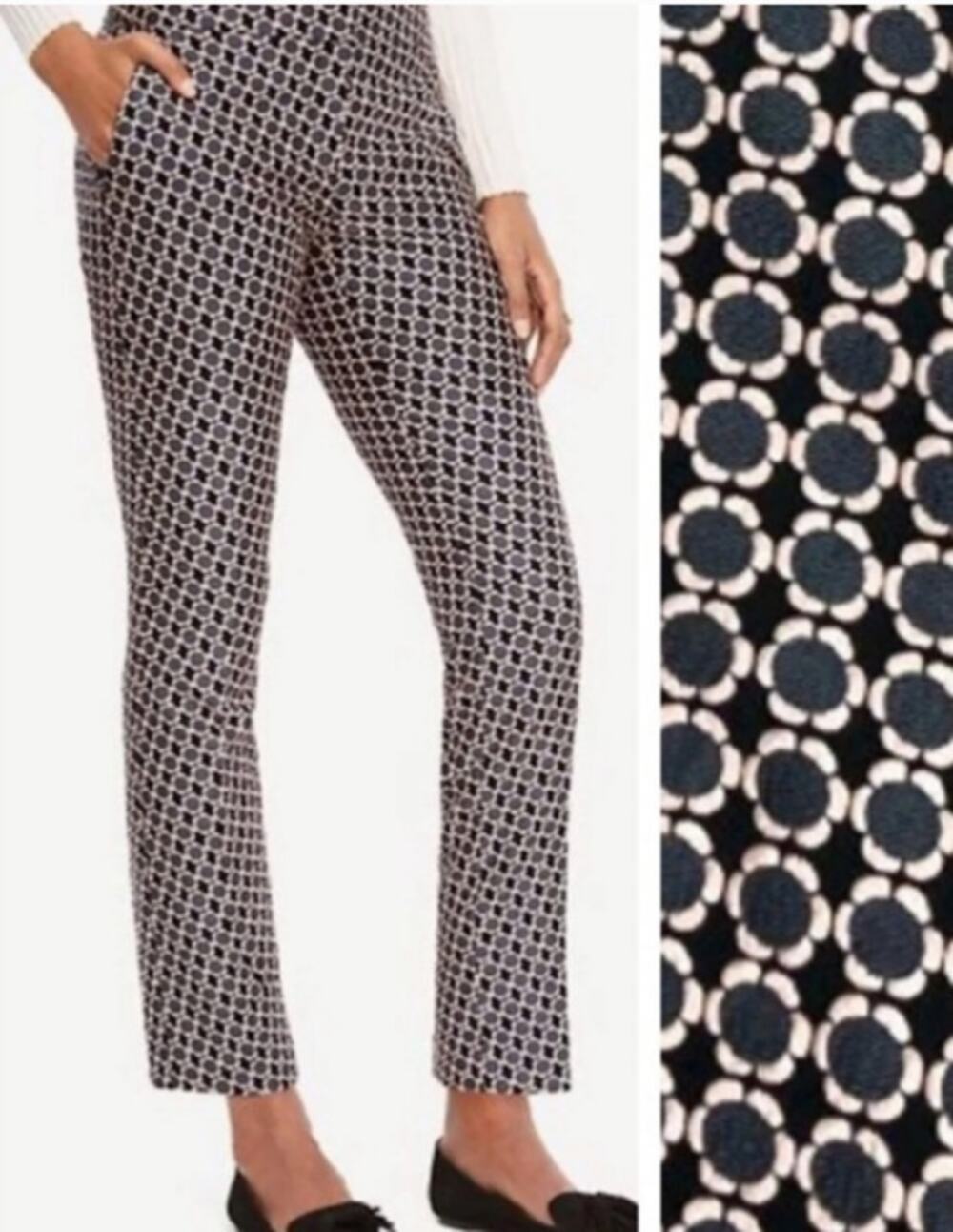 Ann Taylor Kate Fit Daisy Jacquard Ankle Pants Size 6